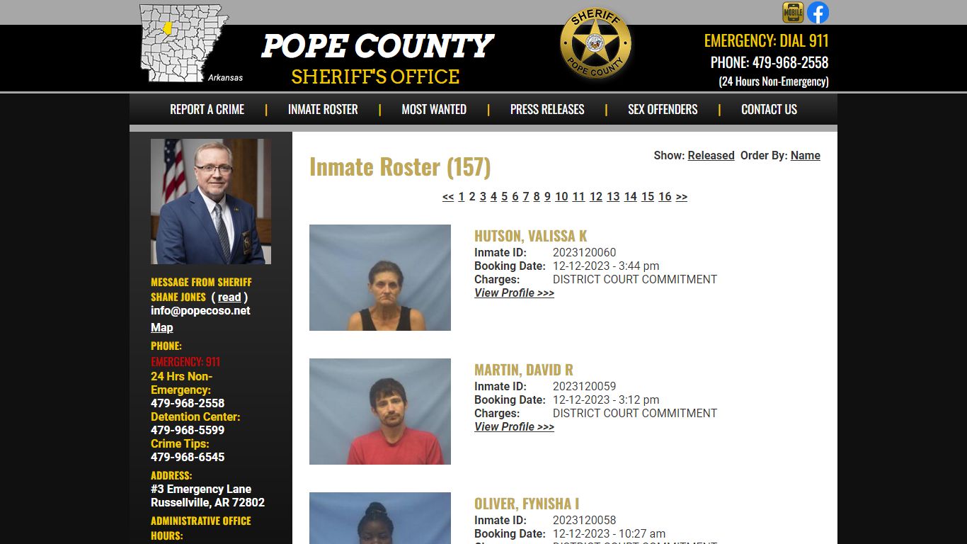 Inmate Roster - Page 2 Current Inmates Booking Date Descending - Pope ...