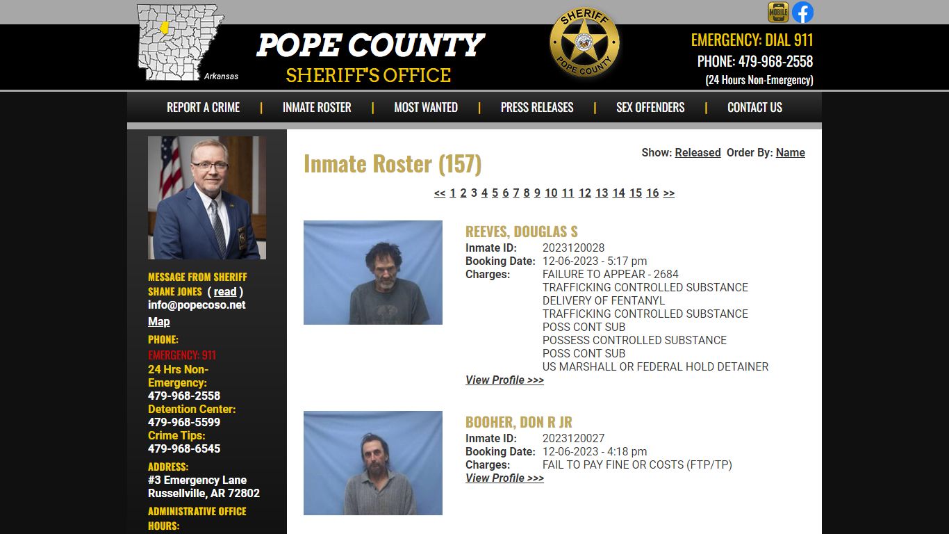 Inmate Roster - Page 3 Current Inmates Booking Date Descending - Pope ...