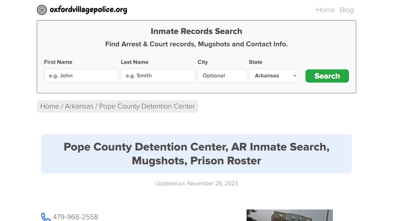 Pope County Detention Center, AR Inmate Search, Mugshots, Prison Roster ...